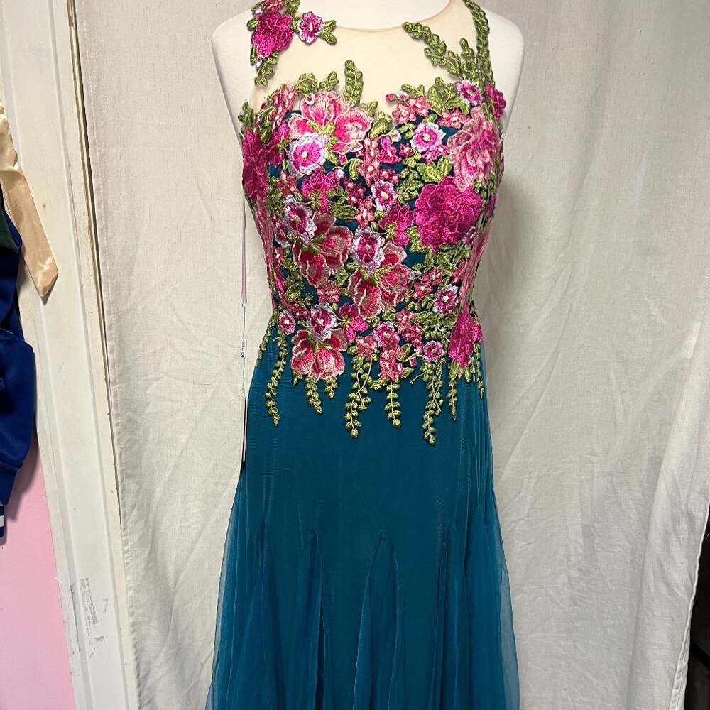 NWT JJ's house Peacock Tulle Embroidered dress - Size 10